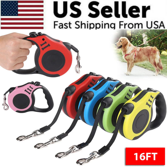 16.5FT Automatic Retractable Dog Leash with Complimentary Pet Collar - Free Shipping in the U.S.